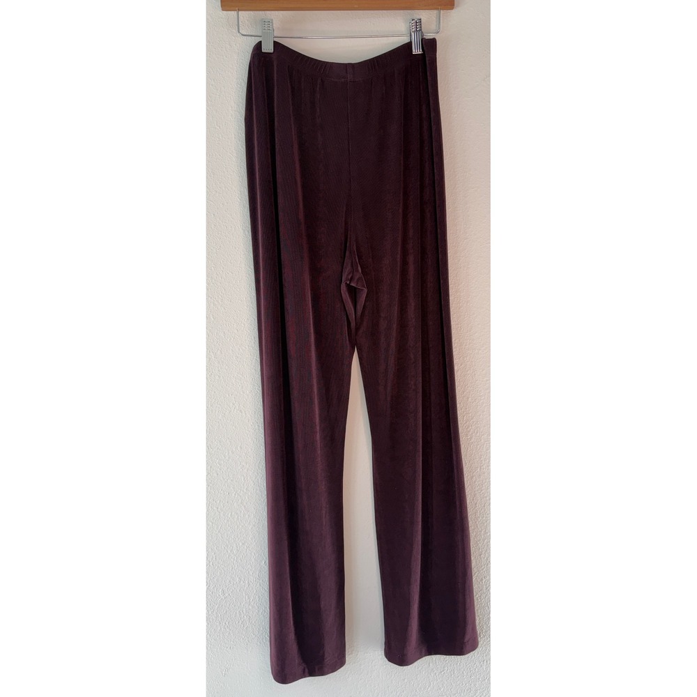 Chicos Travelers Plum Purple Slinky Knit Pants Pull On Elastic Waist Prep Med - Picture 4 of 10